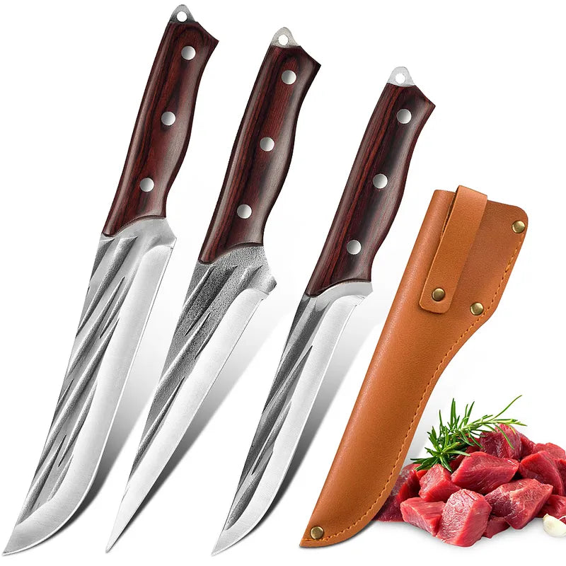 3-Piece Forged Butcher Knife Set with Sheaths