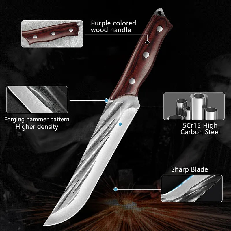 3-Piece Forged Butcher Knife Set with Sheaths