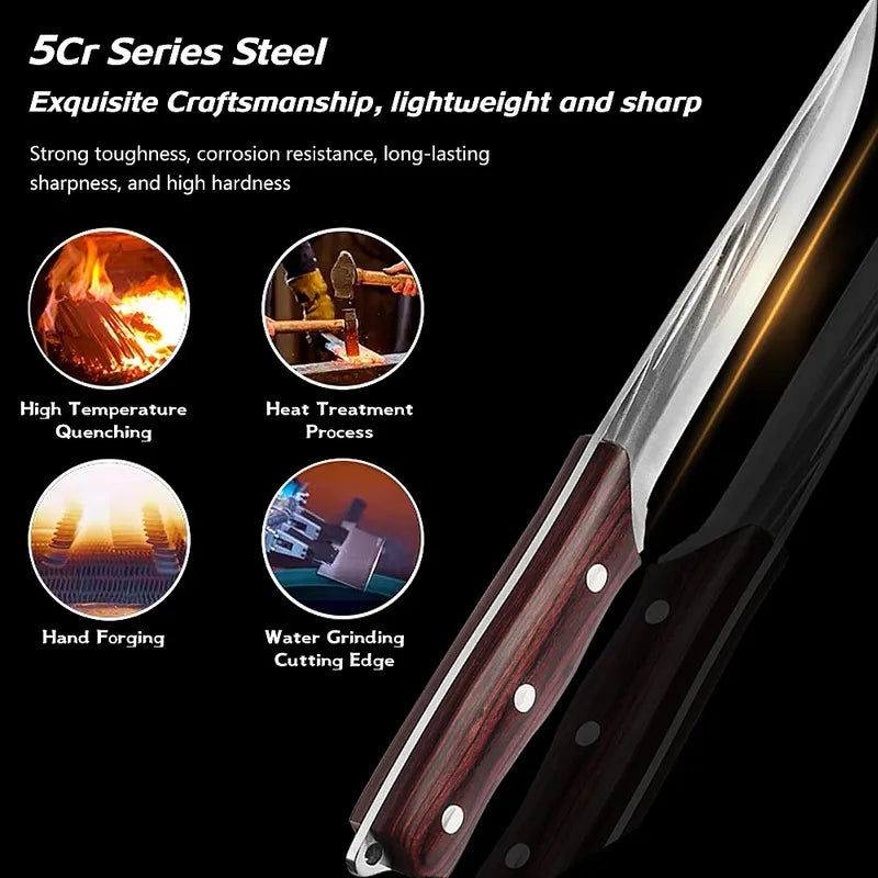 3-Piece Forged Butcher Knife Set with Sheaths