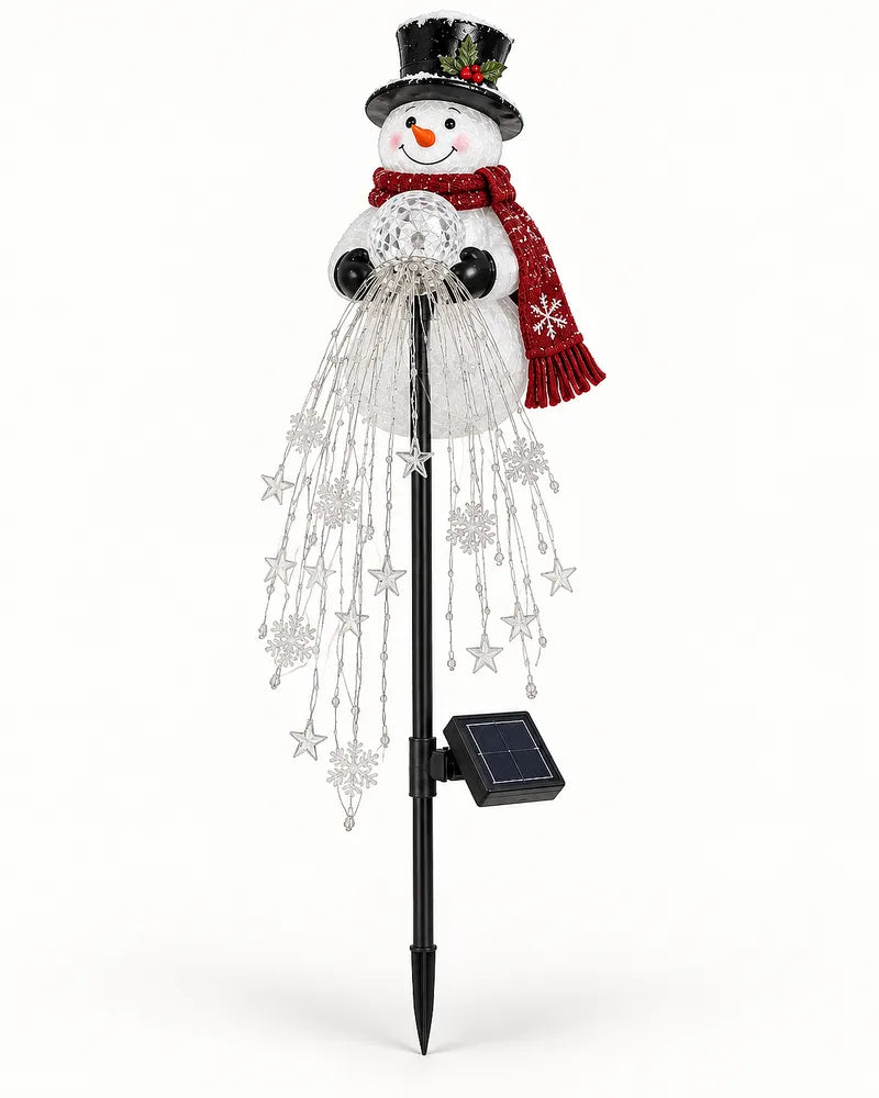 Snowman Glow Fountain – Solar Cascading Snowflake Garden Light