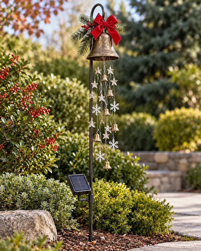 Solar-Weihnachtsglocke mit Lichtkaskade – 60 cm Gartenstecker
