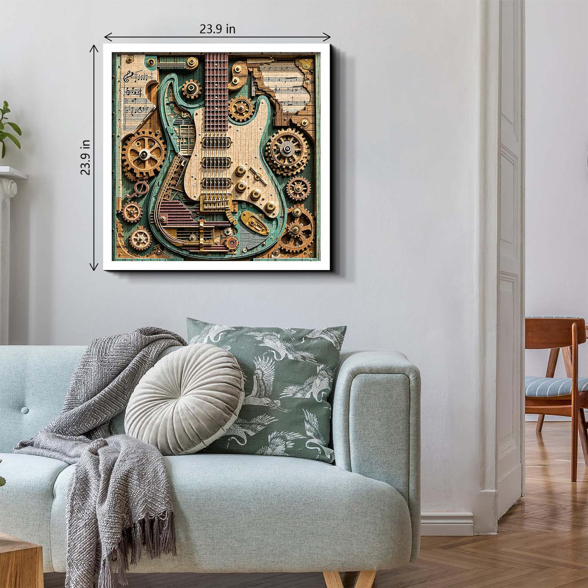 Gears and Strings puzzle displayed as wall art