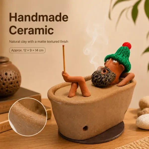 Bath Man resin incense holder material detail