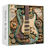 Gears and Strings steampunk guitar jigsaw puzzle box