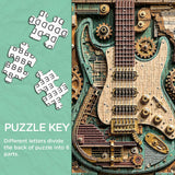 Gears and Strings jigsaw puzzle key and artwork detail