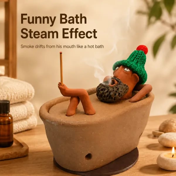 Bath Man incense holder with smoke effect