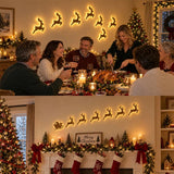 Reindeer wall décor displayed above a fireplace