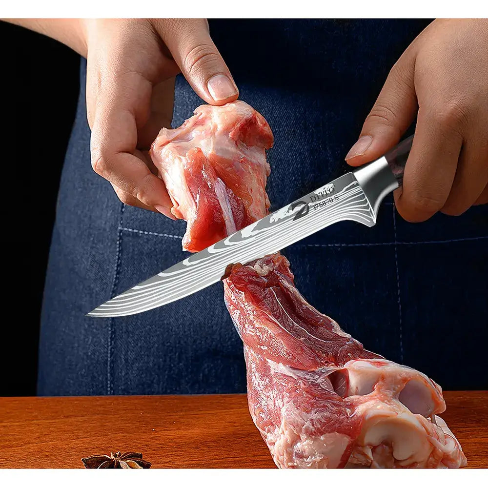 9-Piece German Steel Knife Set with Roll Bag