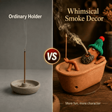 Bath Man incense holder beside a standard incense holder