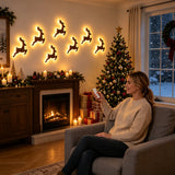 LED reindeer wall décor in a living room