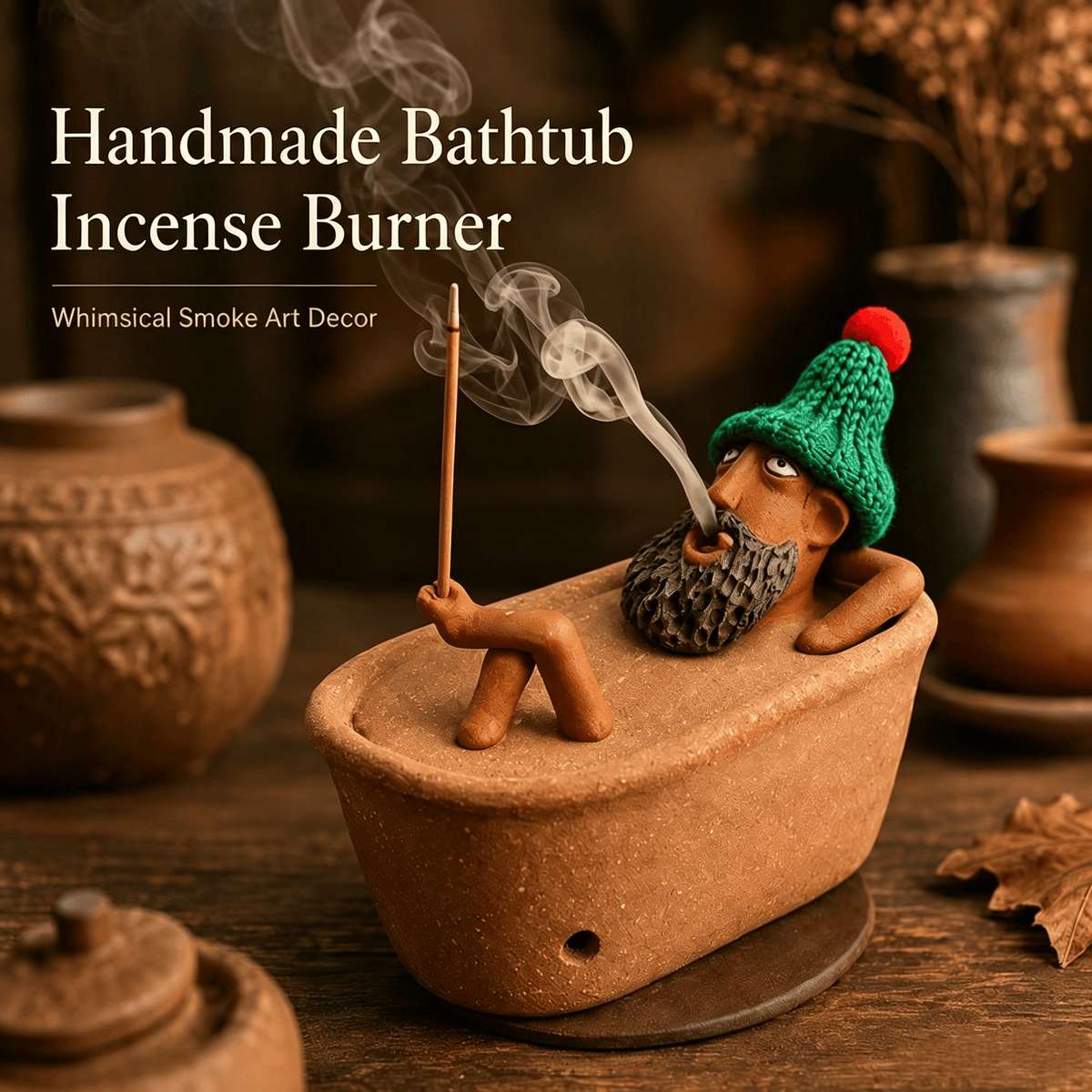 Bath Man resin bathtub incense holder