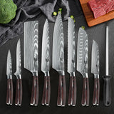 9-Piece German Steel Knife Set with Roll Bag